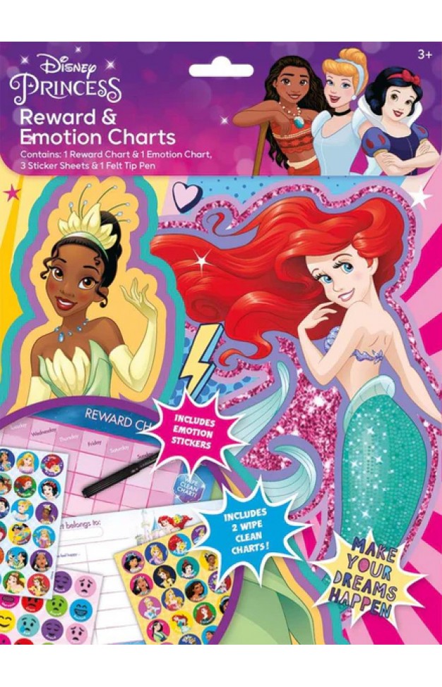 Disney Princess Reward and Emotion Chart with Stickers and Felt Tip Pen